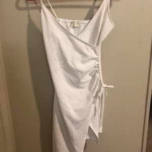 White bodycon wrap dress
